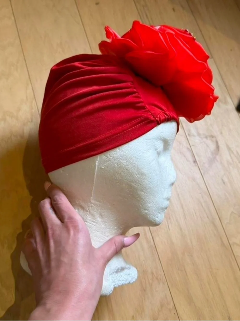 Red Floral Turban Headwrap for Women